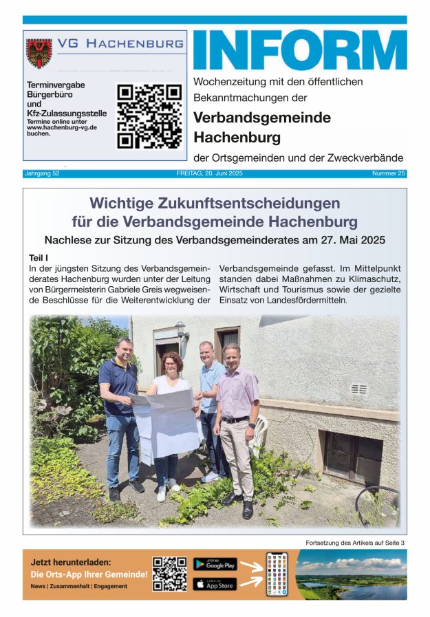 INFORM - Wochenzeitung der Verbandsgemeinde Hachenburg Titelblatt 25/2025