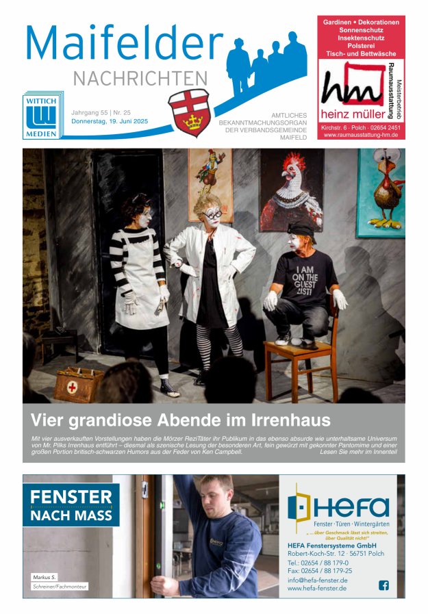 Maifelder Nachrichten - Wochenzeitung der Verbandsgemeinde Maifeld Titelblatt 25/2025