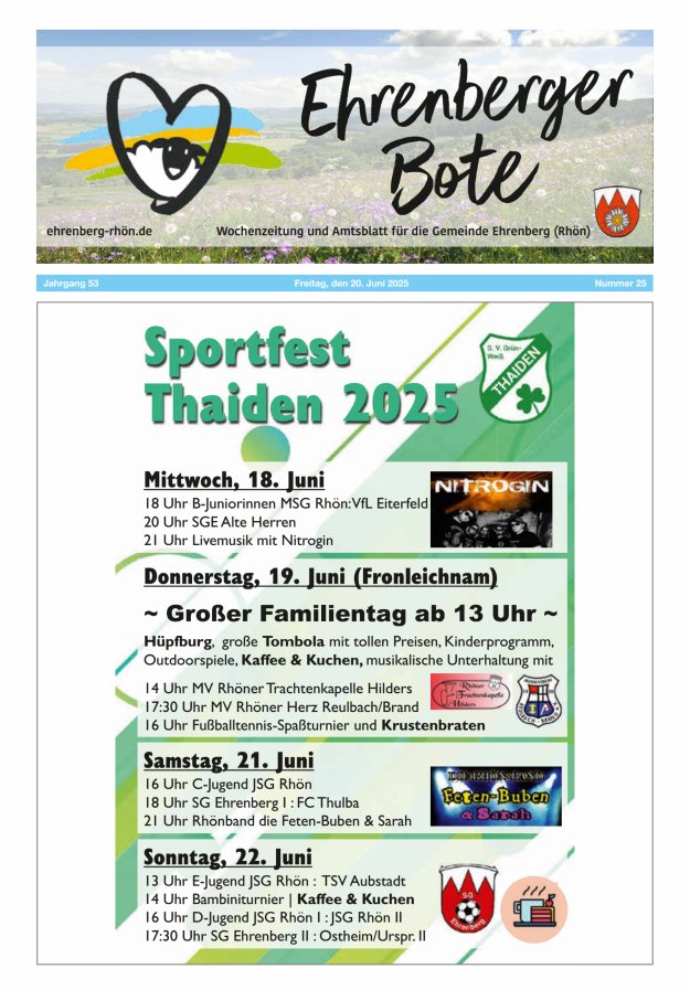 Ehrenberger Bote Titelblatt 25/2025