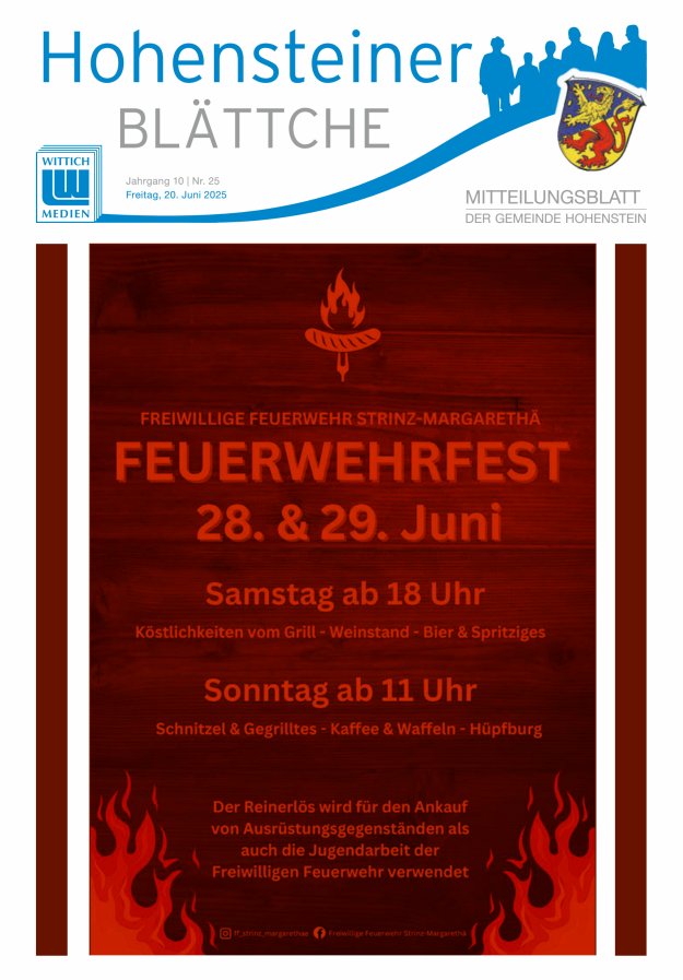 Hohensteiner Blättche Titelblatt 25/2025