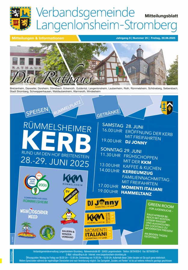 Das Rathaus - MTB d VG Langenlonsheim-Stromberg  Titelblatt 25/2025