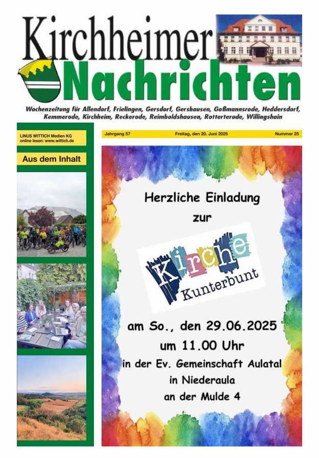 Kirchheimer Nachrichten Titelblatt 25/2025