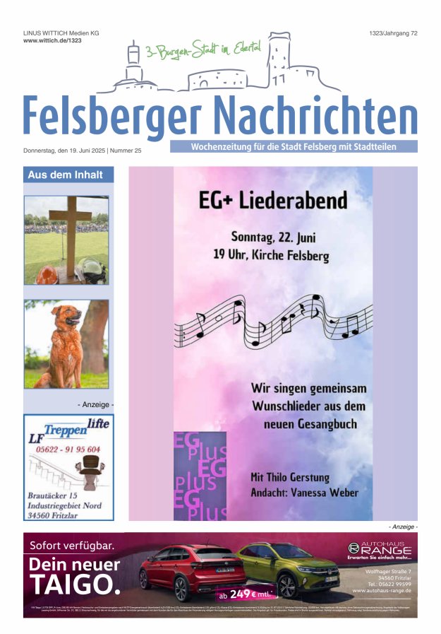 Felsberger Nachrichten Titelblatt 25/2025