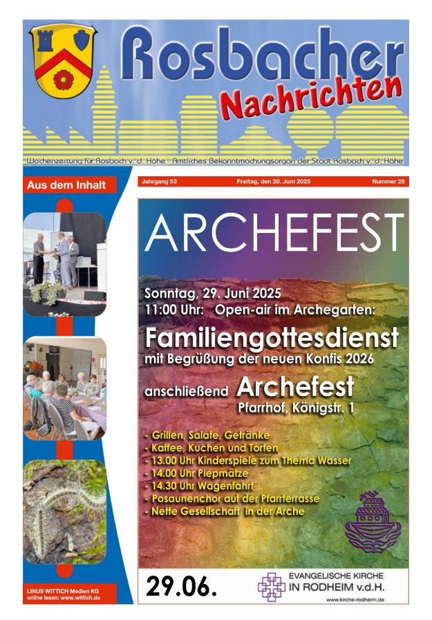 Rosbacher Nachrichten Titelblatt 25/2025