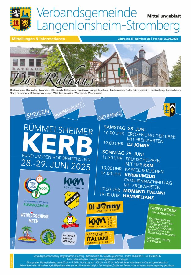 Das Rathaus - MTB d VG Langenlonsheim-Stromberg Titelblatt 25/2025