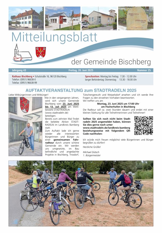 Mitteilungsblatt der Gemeinde Bischberg Titelblatt 25/2025