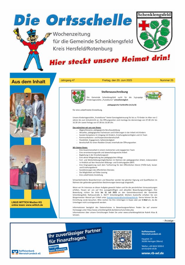 Die Ortsschelle Titelblatt 25/2025