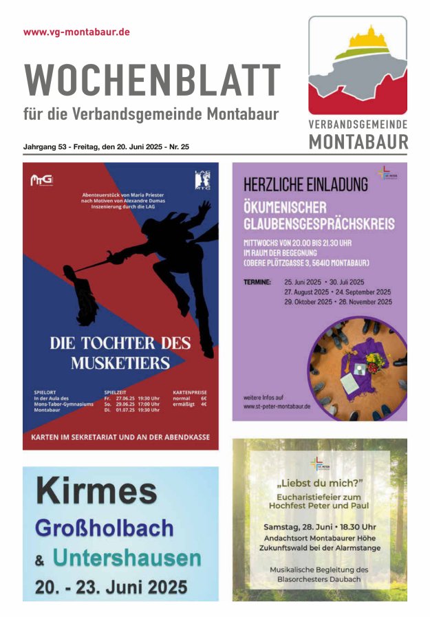 Wochenblatt der Verbandsgemeinde Montabaur Titelblatt 25/2025