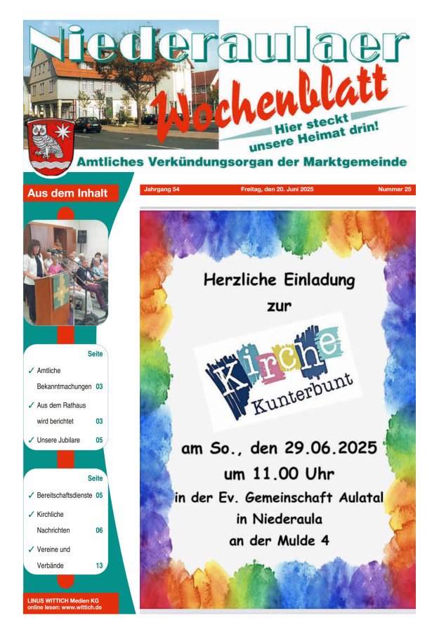 Niederaulaer Wochenblatt Titelblatt 25/2025