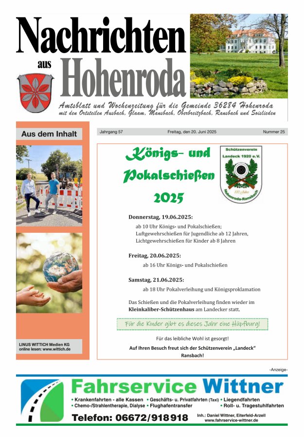 Nachrichten aus Hohenroda Titelblatt 25/2025