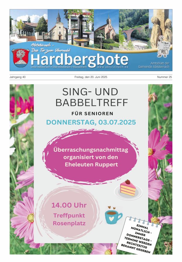 Hardbergbote - Mitteilungsblatt der Gemeinde Abtsteinach Titelblatt 25/2025