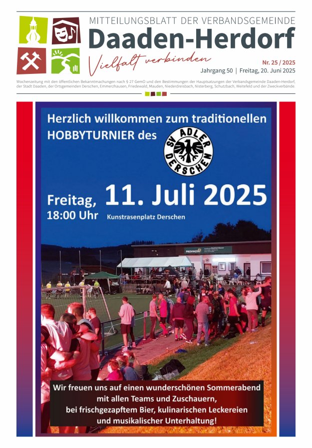 Mitteilungsblatt der Verbandsgemeinde Daaden-Herdorf Titelblatt 25/2025