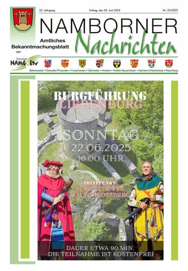 Namborner Nachrichten Titelblatt 25/2025