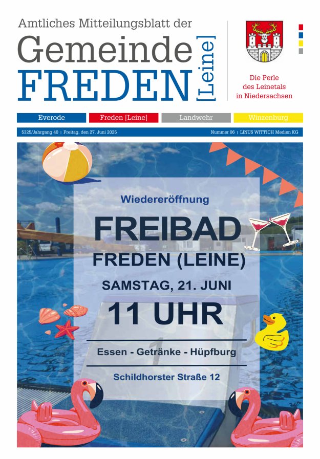 Amtliches Mitteilungsblatt der Samtgemeinde Freden (Leine) Titelblatt 06/2025
