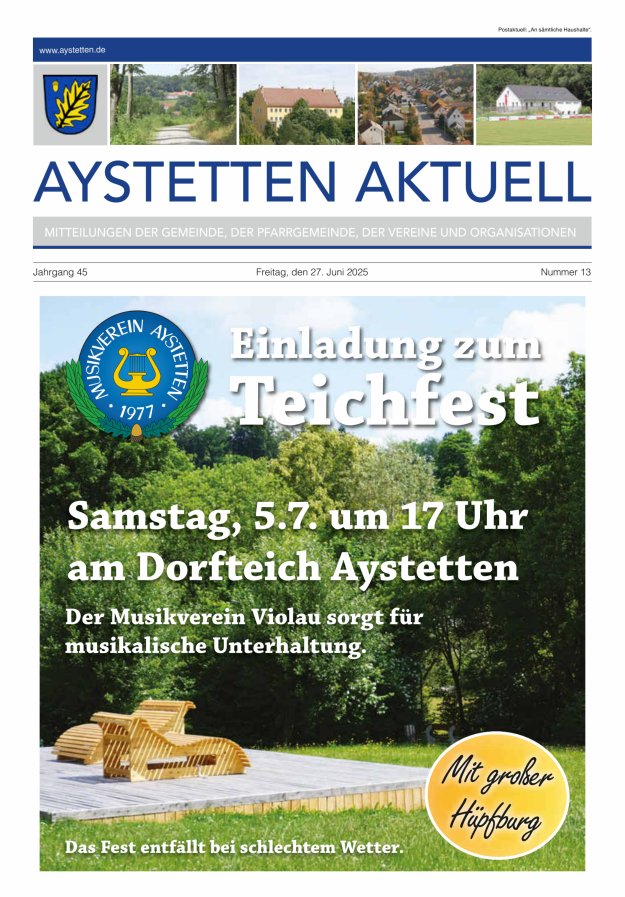Aystetten Aktuell Wir über uns Titelblatt 13/2025