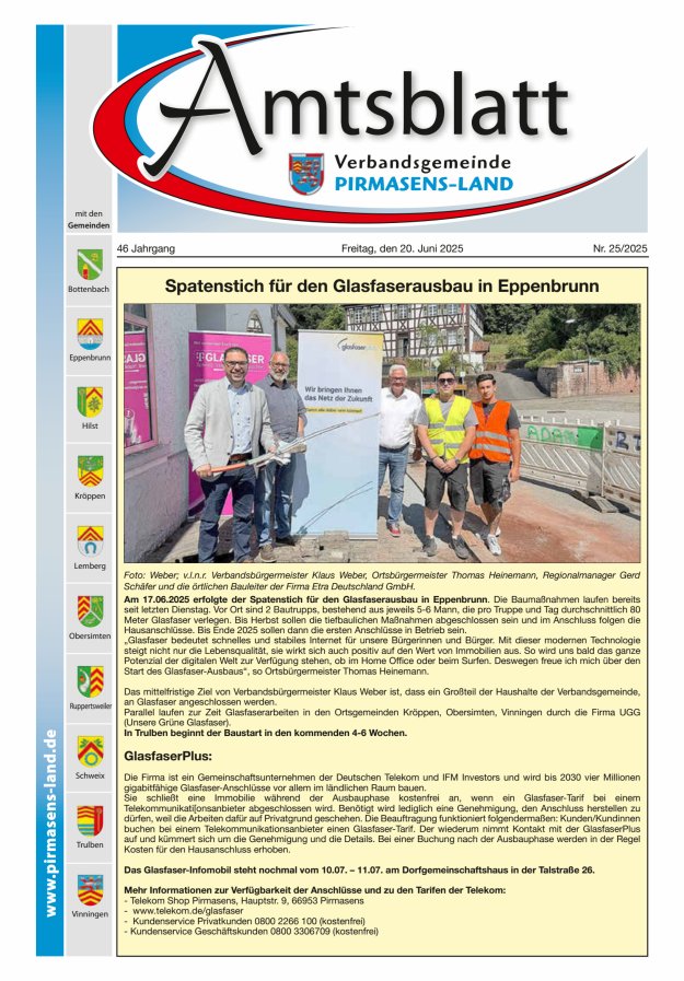 Amtsblatt VG Pirmasens-Land Titelblatt 25/2025