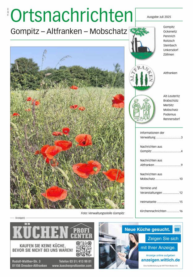 Ortsnachrichten Gompitz - Altfranken - Mobschatz Titelblatt 06/2025