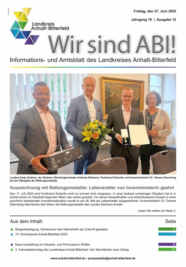 Informations- und Amtsblatt des LK Anhalt-Bitterfeld Titelblatt 12/2025