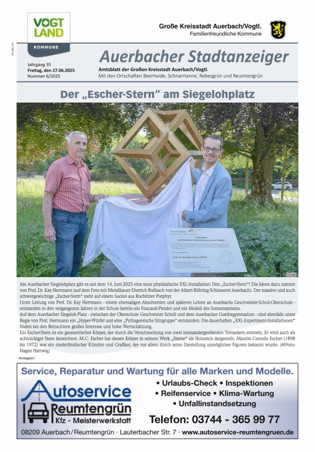 Auerbacher Stadtanzeiger Titelblatt 06/2025