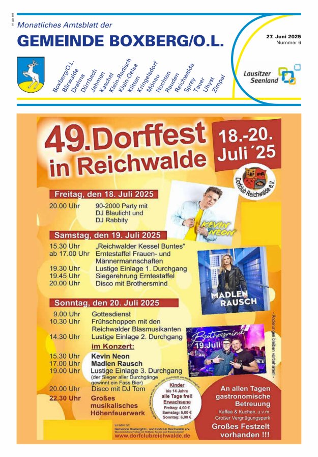 Monatliches Amtsblatt der Gemeinde Boxberg/O.L. Titelblatt 06/2025