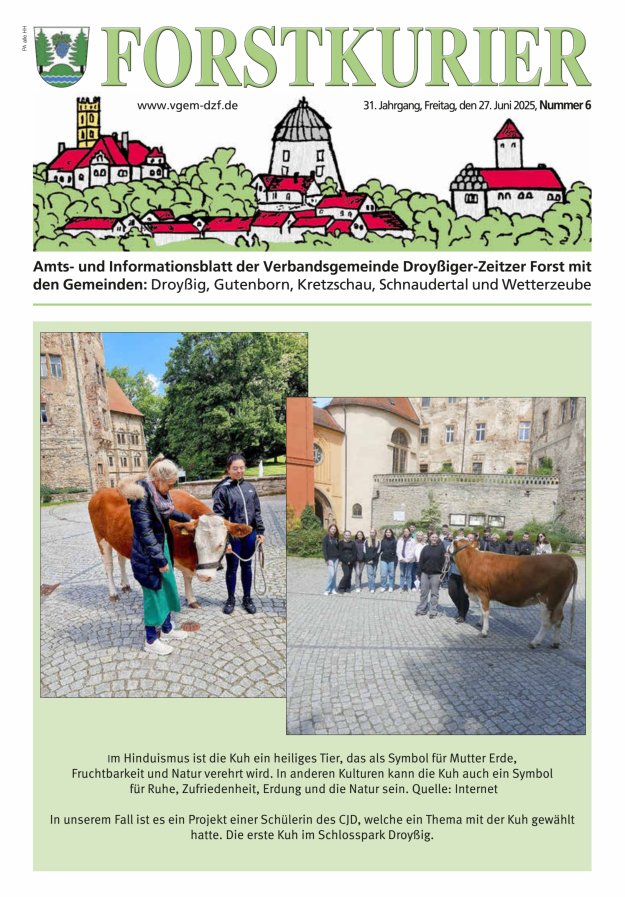 Forstkurier Amts- u. Informationsblatt VG Droyßiger-Zeitzer Forst Titelblatt 06/2025