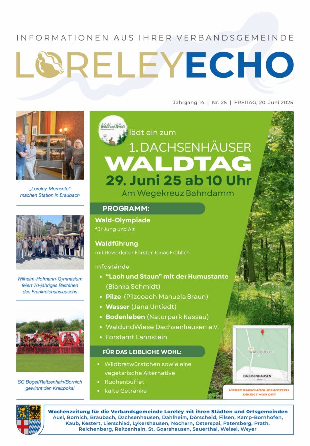 Loreley-Echo - Mitteilungsblatt der Verbandsgemeinde Loreley Titelblatt 25/2025