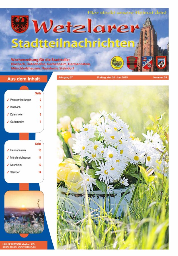 Wetzlarer Stadtteilnachrichten Titelblatt 25/2025