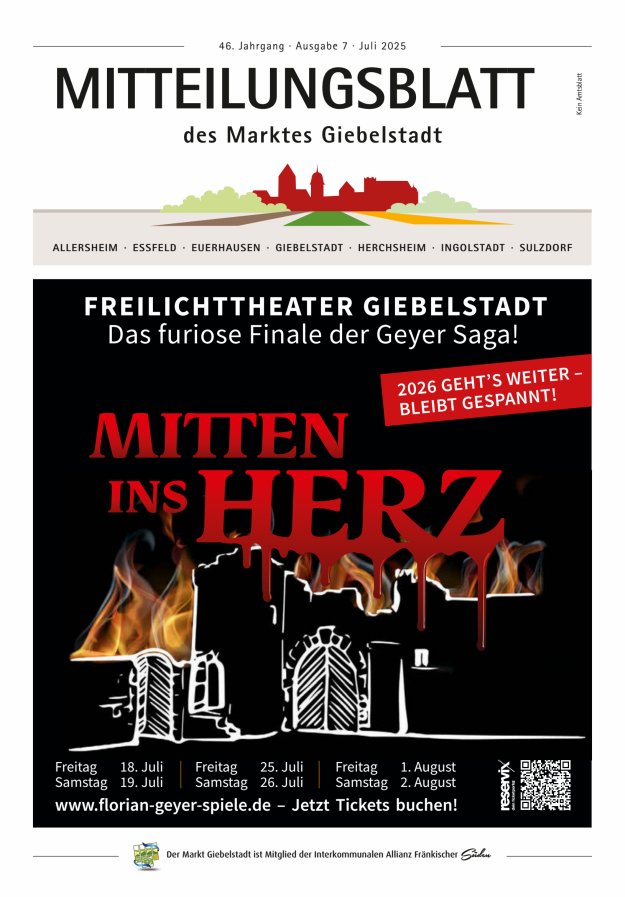 Mitteilungsblatt des Marktes Giebelstadt Titelblatt 07/2025