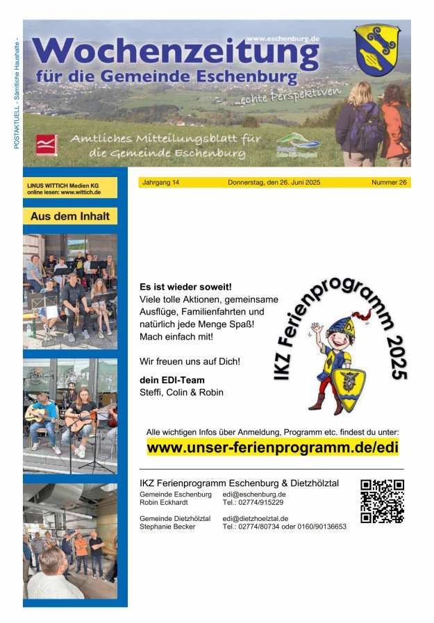 Wochenzeitung für die Gemeinde Eschenburg Titelblatt 26/2025