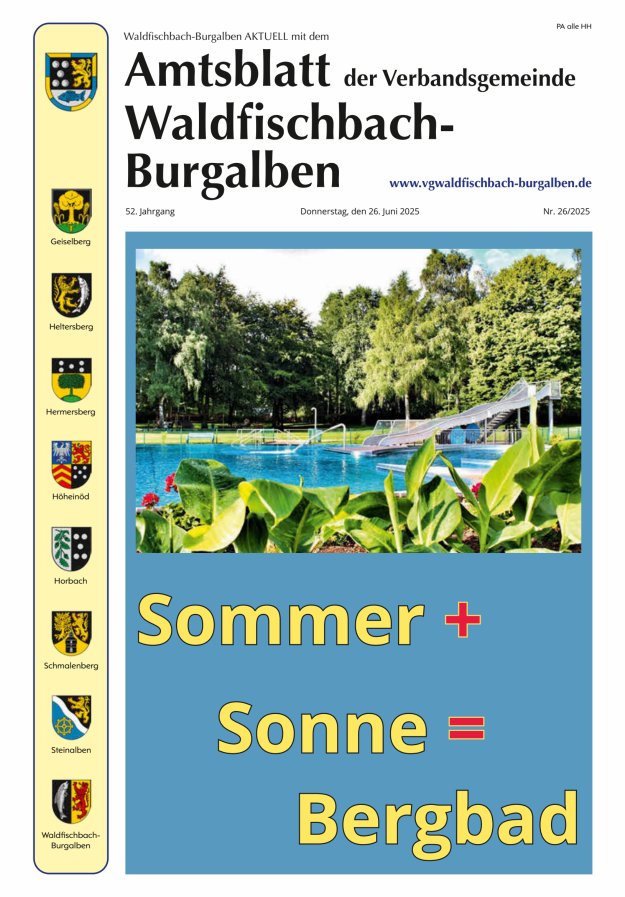 Amtsblatt der Verbandsgemeinde Waldfischbach-Burgalben Titelblatt 26/2025