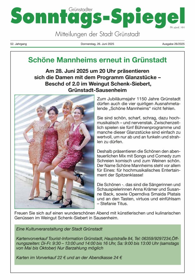 Grünstadter Sonntags-Spiegel Titelblatt 26/2025