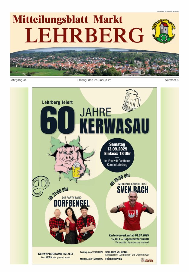 Mitteilungsblatt Markt Lehrberg Titelblatt 06/2025