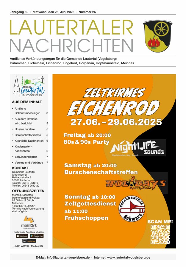 Lautertaler Nachrichten Titelblatt 26/2025
