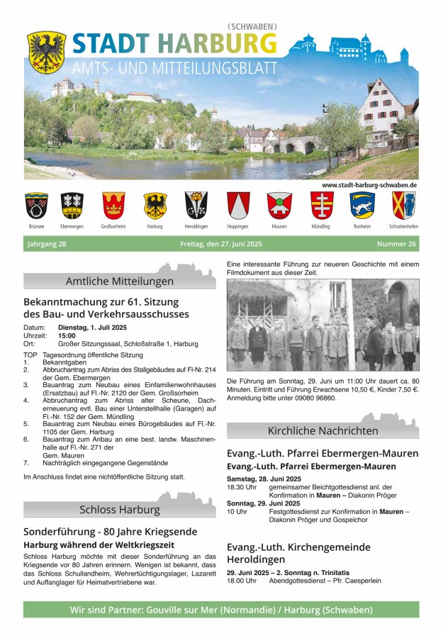 Amts- und Mitteilungsblatt der Stadt Harburg Titelblatt 26/2025