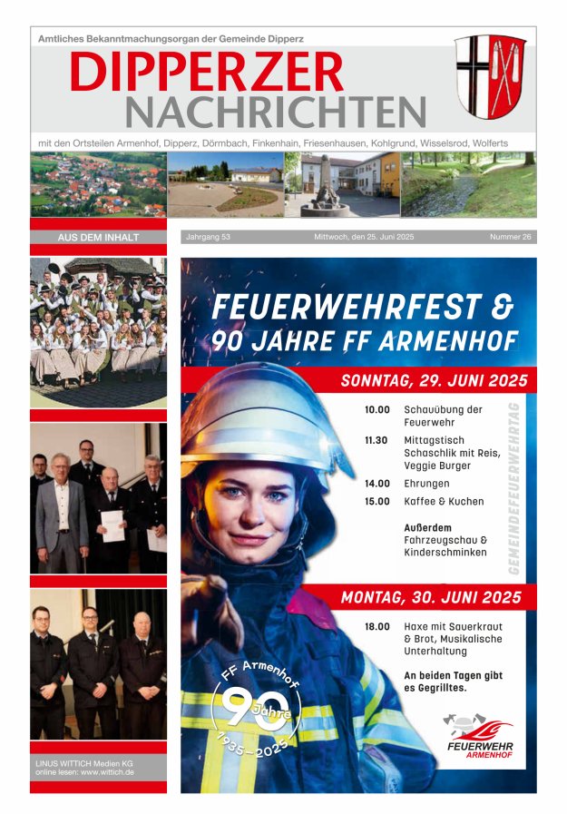 Dipperzer Nachrichten Titelblatt 26/2025