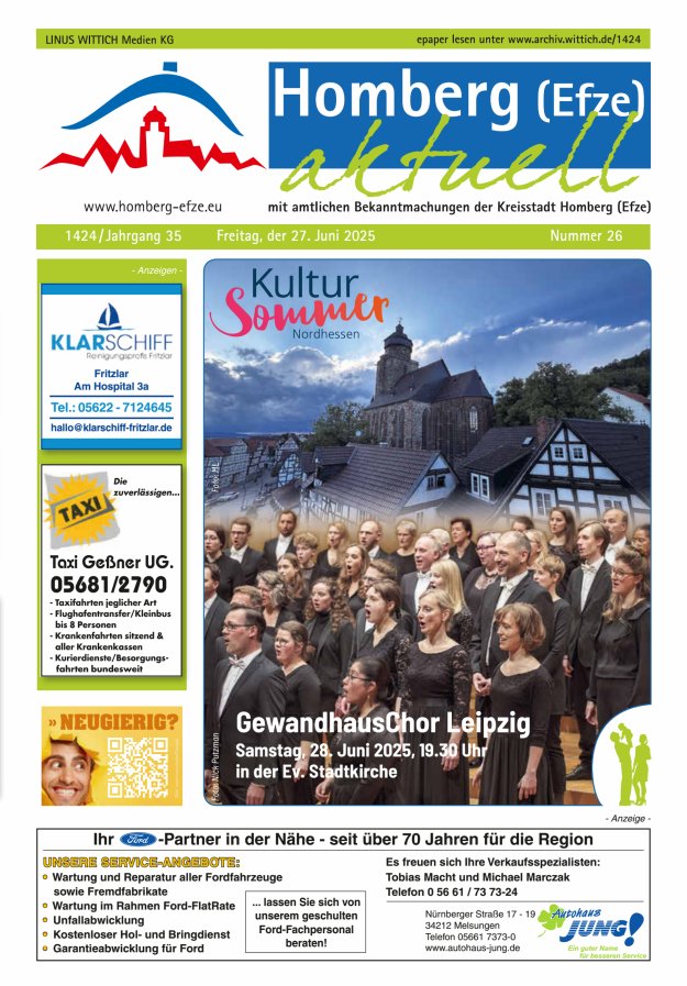 Homberg Efze aktuell Titelblatt 26/2025