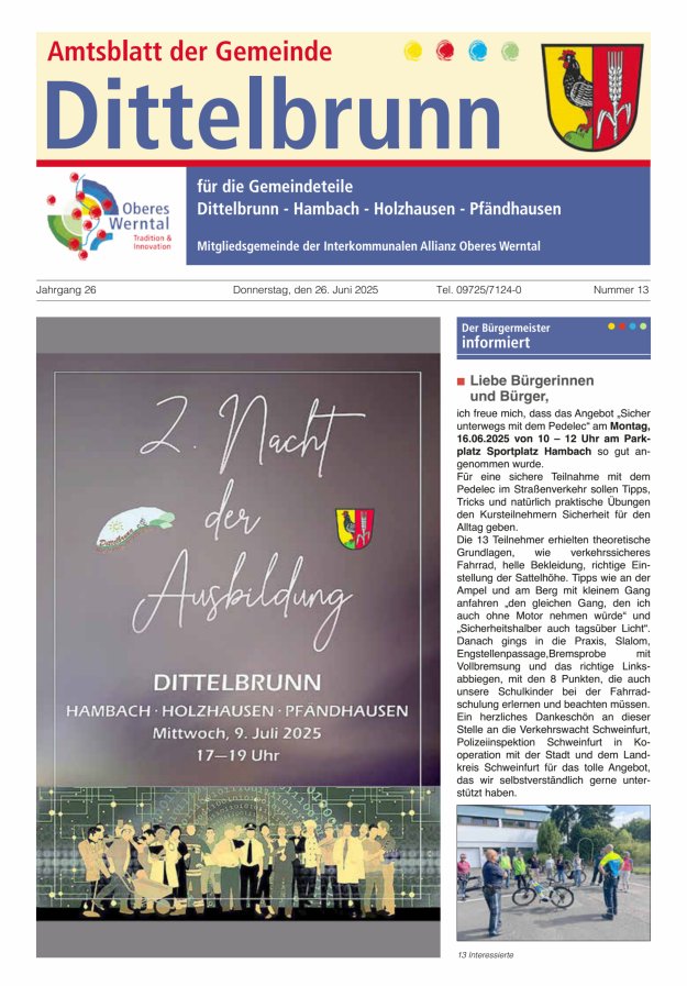 Amtsblatt der Gemeinde Dittelbrunn Titelblatt 13/2025