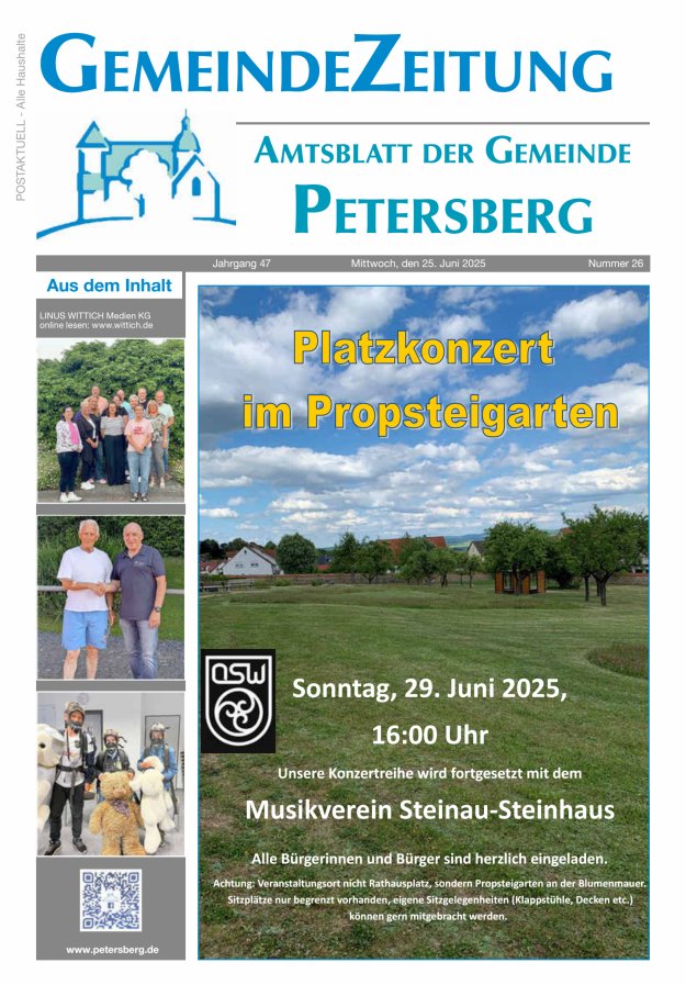 Amtsblatt Blickpunkt Petersberg Titelblatt 26/2025