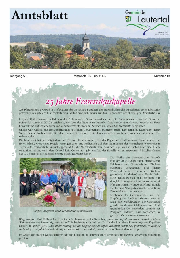 Amtsblatt der Gemeinde Lautertal Titelblatt 13/2025