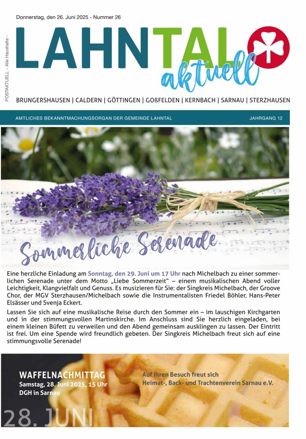 Amtliches Bekanntmachungsorgan der Gemeinde Lahntal Titelblatt 26/2025