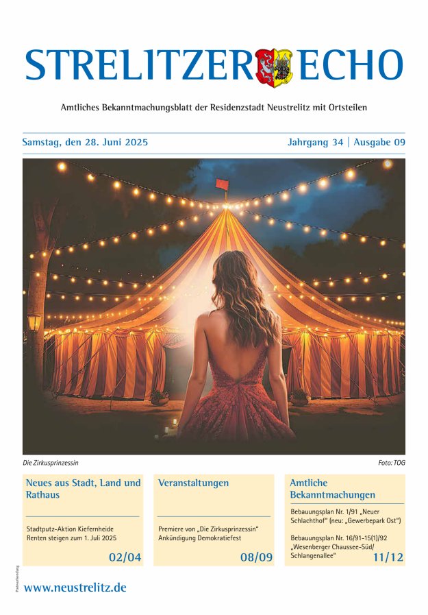 Strelitzer Echo Titelblatt 09/2025