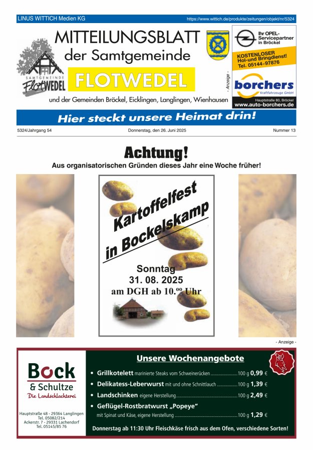 Mitteilungsblatt der Samtgemeinde Flotwedel Titelblatt 13/2025