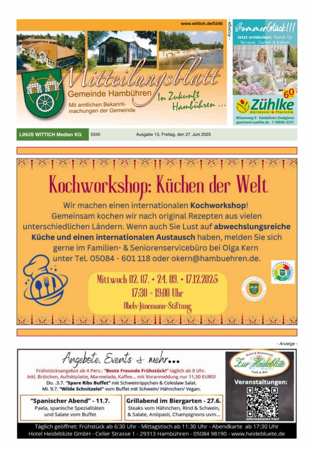 Mitteilungsblatt der Gemeinde Hambühren Titelblatt 13/2025