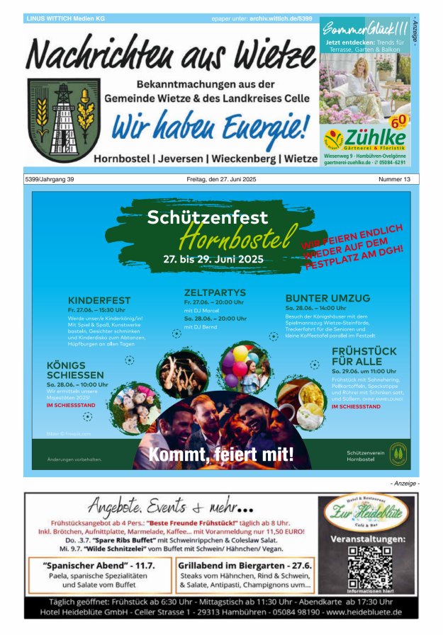 Nachrichten aus Wietze Titelblatt 13/2025