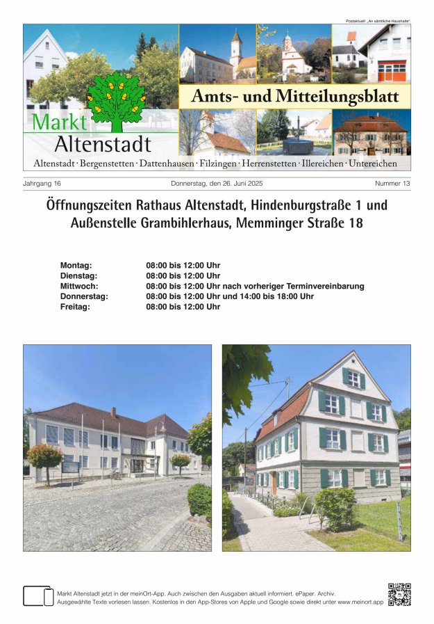 Amts- und Mitteilungsblatt des Marktes Altenstadt Titelblatt 13/2025
