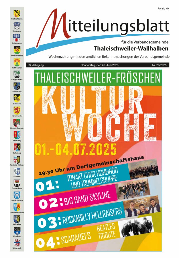 Mitteilungsblatt VG Thaleischweiler-Wallhalben Titelblatt 26/2025