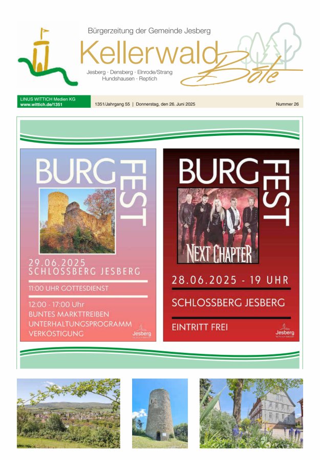 Kellerwaldbote - Bürgerzeitung der Gemeinde Jesberg Titelblatt 26/2025