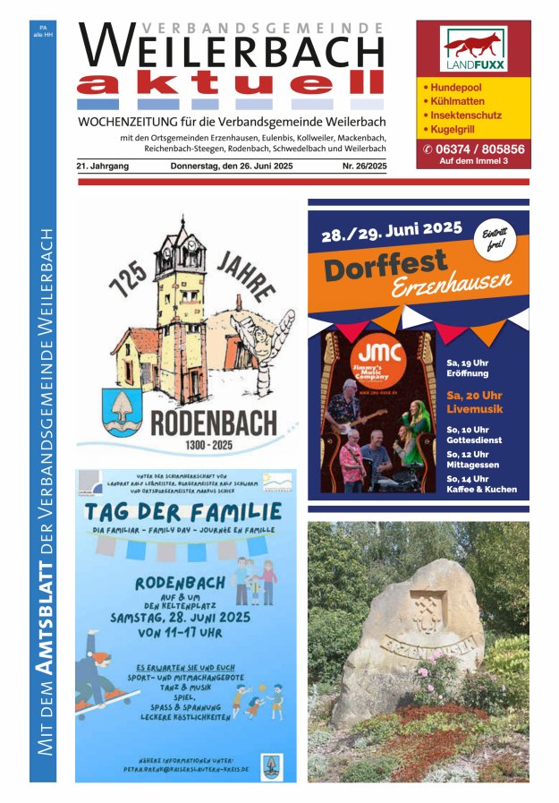 Verbandsgemeinde Weilerbach aktuell Titelblatt 26/2025