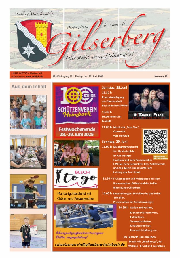 Hochland Mitteilungsblatt Gilserberg Titelblatt 26/2025