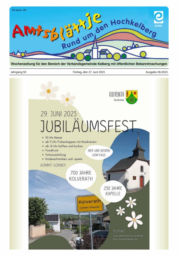 Amtsblättje - Rund um den Hochkelberg Titelblatt 26/2025